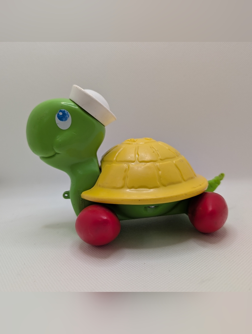 Vintage Fisher Price 1977 Tag Along Turtle In Sailor Hat